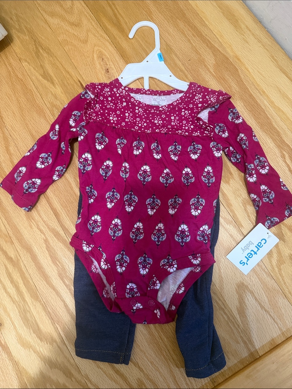 Carter's Magenta Floral Long-Sleeve 2-Piece Outfit with Jeans